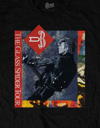 Vista 3 de David Bowie Camiseta Glass Spider Tour USA 1987 Volver Impresión Oficial Hombres Negro Talla L, Negro
