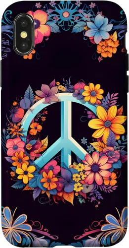 Vista 5 de Boho Floral Peace Sign Case for iPhone 17