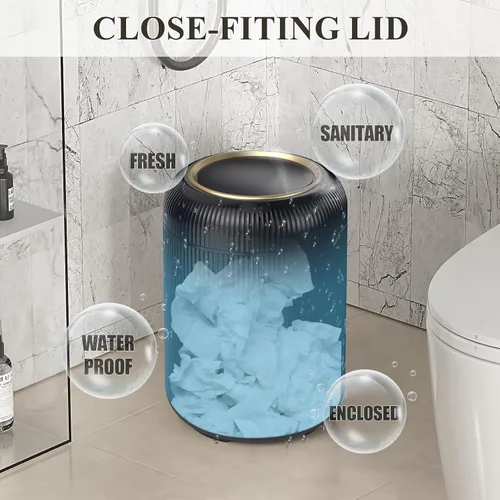 Vista 4 de Cubo de basura de baño con sensor de movimiento con tapa, cubo de basura automático de 3 galones/11 litros, cubo de basura negro inteligente, cubo