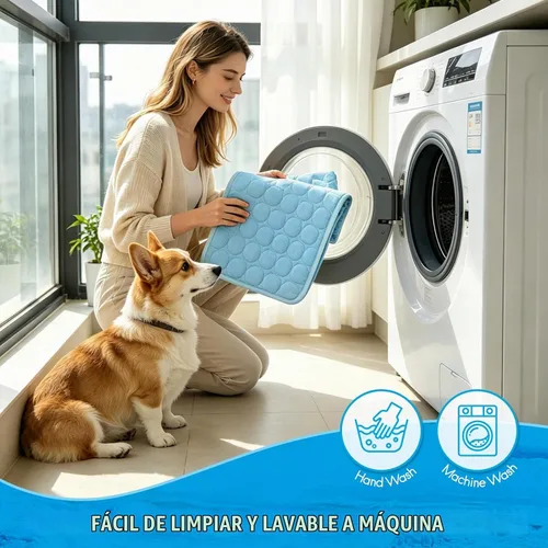 Vista 6 de Alfombrilla de enfriamiento para perros, almohadilla de enfriamiento de seda de hielo para gatos, alfombra de verano lavable para interiores