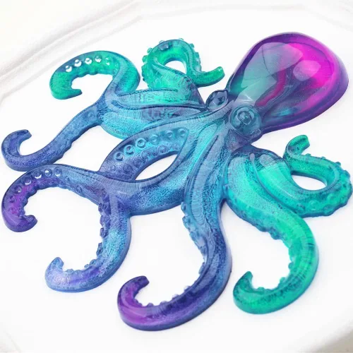 Vista 3 de Moldes de resina de pulpo grandes, molde de adorno de silicona para fundición epoxi, molde de exhibición de animales para manualidades de resina
