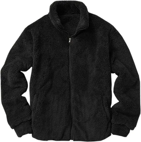 Vista 5 de LCMTWX Chaqueta térmica gruesa de invierno para hombre, de un solo pecho, solapa de color sólido, abrigo de manga larga, cárdigan de felpa