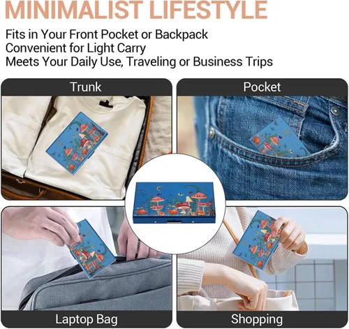 Vista 73 de BONSYL® Soporte para tarjetas de crédito, cartera delgada de metal con bloqueo RFID, con 6 ranuras para tarjetas, para mujeres y hombres.