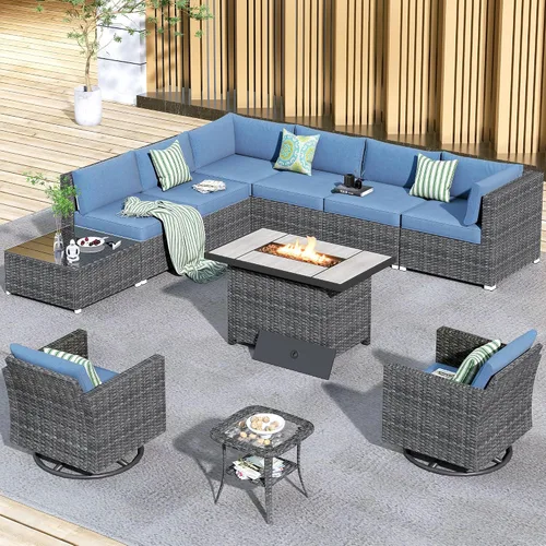 Vista 24 de HOOOWOOO Patio Sectional Furniture Set,2 Piece Couch Set with 2 Matching Armless Chairs(Beige)
