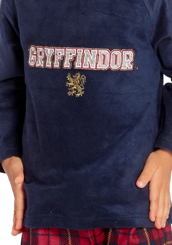 Vista 3 de HARRY POTTER Gryffindor Lion - Conjunto de pijama navideño de felpa, color azul marino