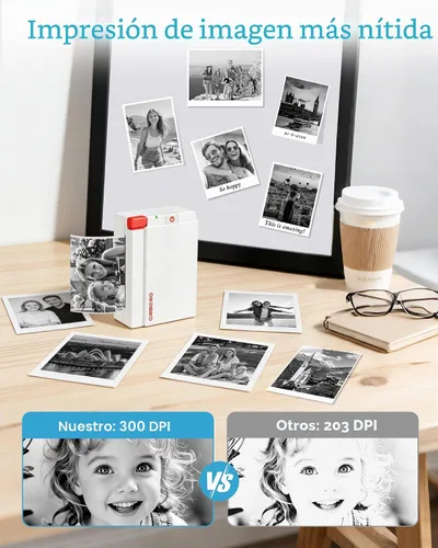 Vista 6 de Máquina impresora de etiquetas adhesivas ORGBRO X3, mini impresora imprimir cápsulas etiquetadoras 300 Dpi, 3 Inch Bluetooh Pocket Verde oliva