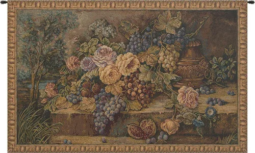 Vista 19 de Bouquet con uvas tapiz italiano rojo – 39 pulgadas x 26 pulgadas algodón/viscosa/poliéster por Charlotte Home Furnishings Inc