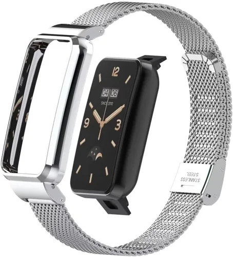 Vista 7 de Correa compatible con Xiaomi Mi Band 7, correas de repuesto de metal de acero inoxidable, accesorios para pulsera inteligente Mi Band 7 FG1 Negro