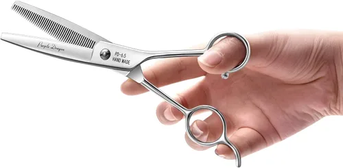 Vista 3 de Purple Dragon Tijeras profesionales de aseo de mascotas de 6.5 pulgadas y 46 dientes, tijeras para adelgazar y mezclar perros, recortadora de pelo