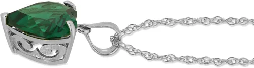 Vista 2 de Galaxy Gold GG Collar de oro blanco sólido 14K con forma de corazón 2.75 ctw alto pulido esmeralda genuina - grado AAA