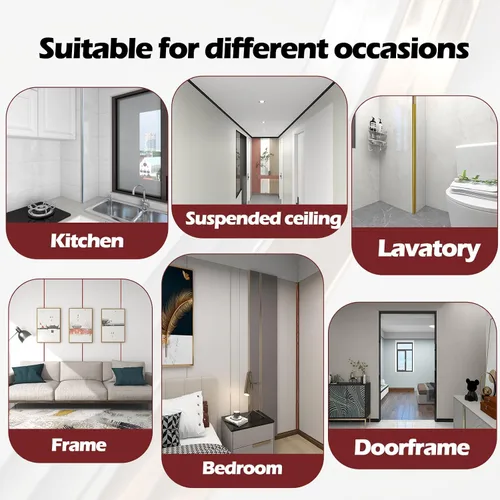 Vista 6 de Moldura de pared autoadhesiva de 33 x 0.8 pulgadas, protector de esquina de pared y protector de borde interior exterior para decoración del hogar