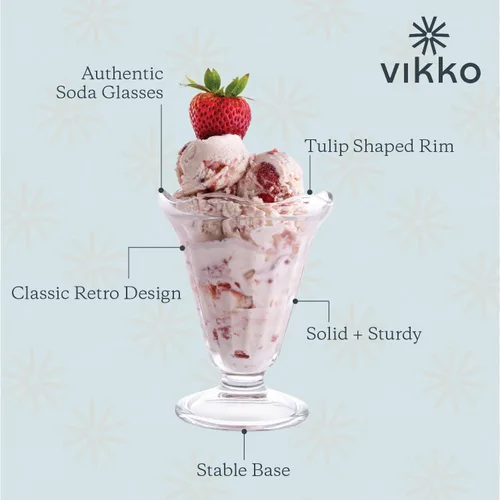 Vista 3 de Vikko Tazas de helado con base de vidrio, juego de 6 tazas de leche, vasos de malteada de 7.5 onzas, tazas de helado con base, vasos de postre
