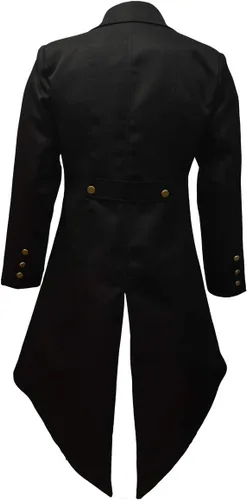 Vista 2 de Crubelon Steampunk - Chaqueta vintage para hombre, estilo gótico, victoriano, uniforme Negro