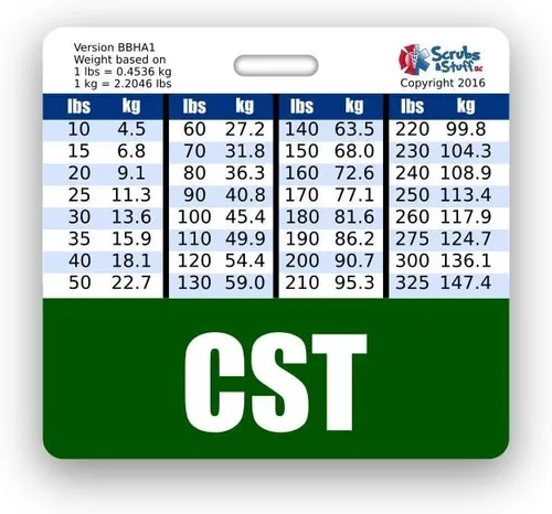 Vista 10 de CST Badge Buddy - Tablas de conversión horizontales con altura y peso (estándar, negro)