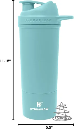 Vista 7 de HYDRAFLOW Boost - Botella mezcladora de proteínas aislada, capacidad de mezcla superior, 32 onzas - Powder Aqua