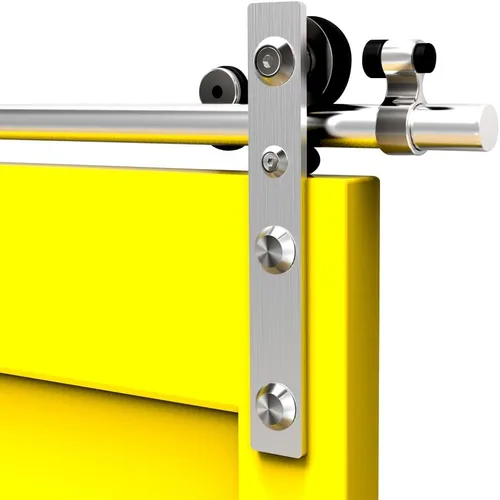 Vista 8 de CCJH Kit de herrajes para puertas correderas de acero inoxidable de 5.5 pies, kit de puerta de granero de madera resistente y suave, apto