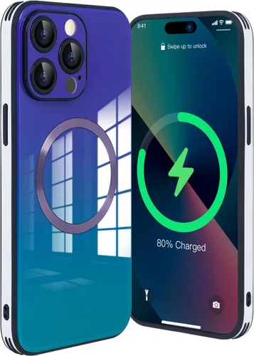 Vista 39 de Guppy Funda para iPhone 12 Pro - Parte trasera de vidrio degradado con carga magnética, película de lente, color negro