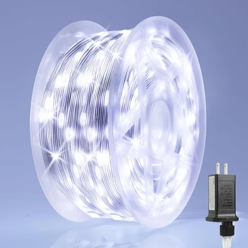 Vista 12 de Luces de Navidad de 262 pies, 800 luces LED para exteriores, alambre transparente para árbol de Navidad con 8 modos impermeables, tira de luces