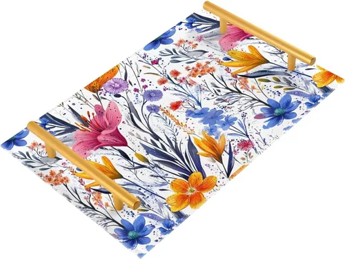 Vista 15 de Flowers Daffodils Snapdragon Iris Orange Tray for Bathroom Paper Towel Tray Desk Drawer Organizer for Sink