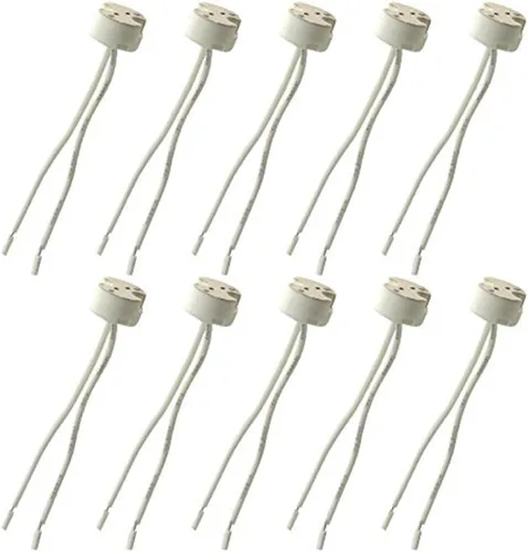 Vista 2 de glo-shine Mr16 Mr11 Gu5.3 - Enchufe de lámpara de cerámica, adaptador de enchufe de base de conector con cable para bombilla LED halógena CFL