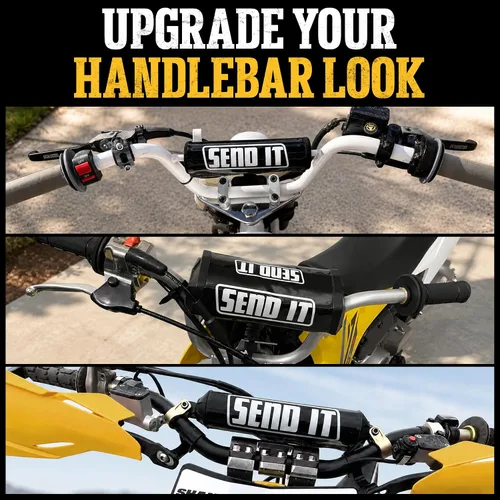 Vista 6 de SEND IT Almohadilla de manillar con DONUTS GRATIS Handlebar para bicicleta de cross ATV Crossbar (Negro, Pit Bike)