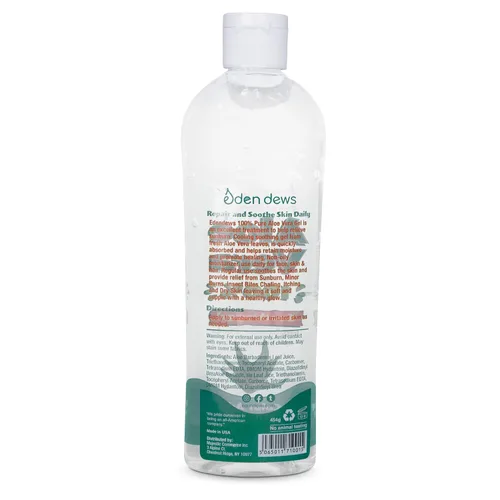 Vista 5 de Eden Dews Gel orgánico de aloe vera 100% puro, hidratante, cuidado de la piel y el cabello, hidratante y calmante para piel seca, fabricado