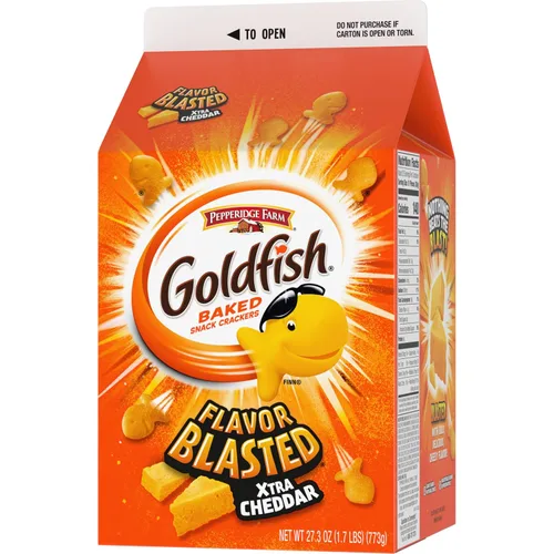 Vista 44 de Goldfish Galletas de queso cheddar, horneadas con grano entero, caja de 27.3 onzas