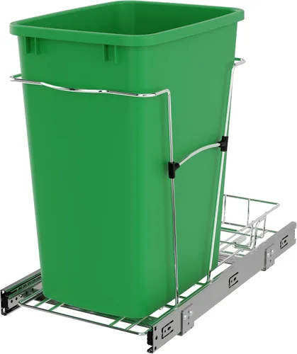 Vista 14 de Rev-A-Shelf Bote de basura extraíble para armarios de cocina, contenedor de reciclaje de basura de 35 cuartos de galón con toboganes de extensión