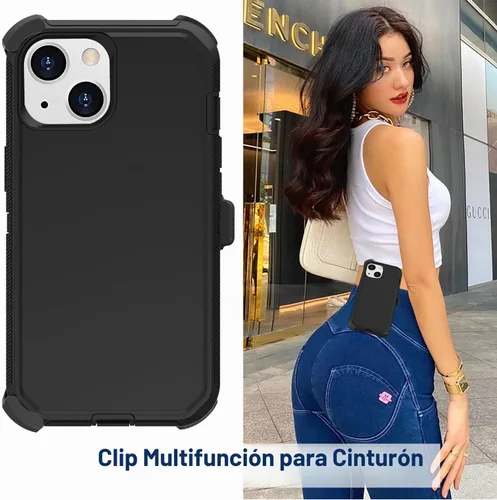 Vista 6 de Funda para iPhone 13 con funda de clip para cinturón, 2 protectores de pantalla, resistente grado militar, cuerpo completo, a prueba de golpes, a