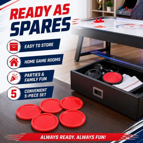 Vista 6 de 5 discos de mesa de hockey de aire, 2 pulgadas, 1.969 in, para mesas de arcade, práctica y atractiva sala de hockey de aire