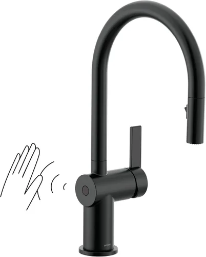 Vista 16 de Moen Cia Grifo de barra moderno color oro cepillado con aumento de potencia y acentos opcionales en negro mate, instalación fácil de un solo mango