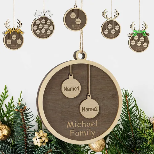 Vista 42 de Adornos de Navidad personalizados familiares de 1, 2, 3, 4, 5, 6, 7, 8, 9, 10, adornos de madera personalizados, decoraciones de Navidad, regalos