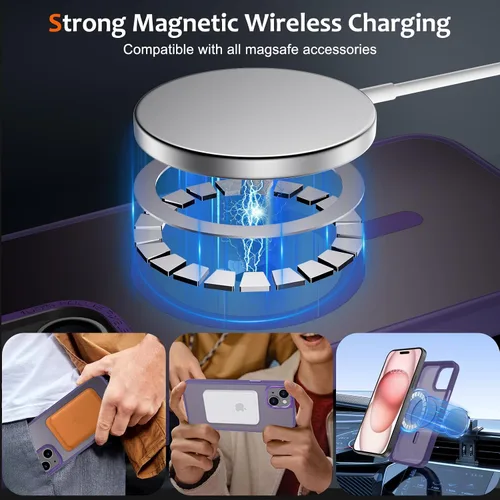 Vista 457 de Anuck - Funda magnética para iPhone 11 compatible con MagSafe, carcasa trasera mate translúcida dura, borde de TPU, delgada, resistente a impactos