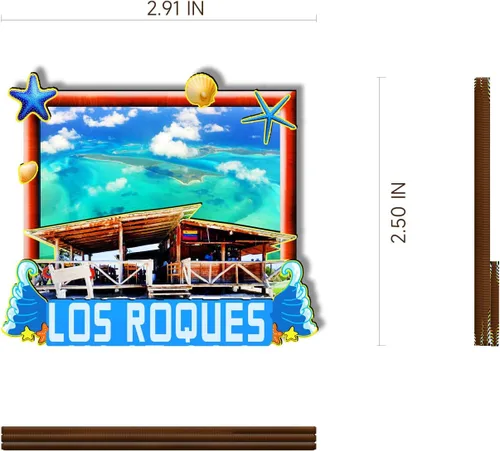 Vista 3 de Los Roques Venezuela - Imán de madera 3D para nevera, recuerdos coleccionables, decoración artesanal
