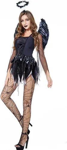Vista 5 de Ymosrh Vestidos para mujer, disfraz sexy de ángel oscuro, uniforme de juego, disfraz malvado, vestidos de novia fantasma, vestidos para fiesta