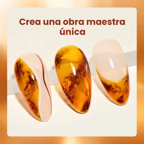 Vista 5 de Beetles - Juego de esmaltes de gel de otoño con gel floreciente, efecto A - Marrón ámbar Atracción ámbar