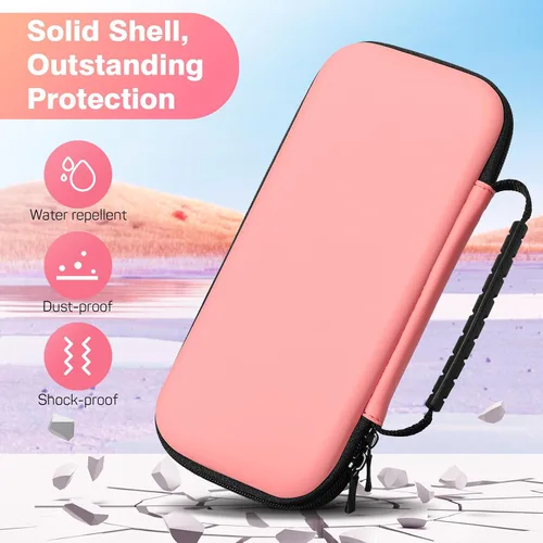 Vista 4 de MoKo Funda de transporte para Nintendo Switch modelo OLED Nintendo Switch, funda rígida portátil de transporte de viaje con 10 ranuras
