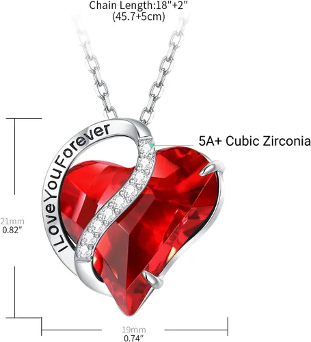 Vista 4 de AiliFe Collares con colgante de corazón de amor, chapado en oro blanco de 14 quilates, collar con colgante de corazón para mujer, collar