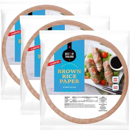 Vista 9 de Best of Thailand [Redonda] Envolturas de papel de arroz integral 1 paquete Perfectas para rollitos de primavera frescos y dumplings Sin OGM, sin