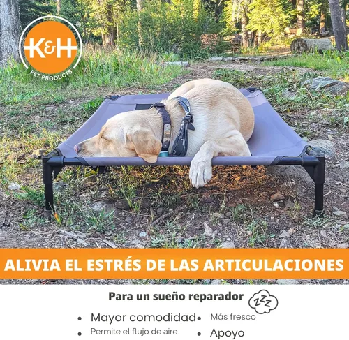 Vista 5 de K&H PET PRODUCTS - Cuna elevada para mascotas con centro de malla, varios tamaños Malla gris/negra
