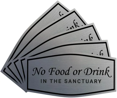 Vista 11 de Fancy No Food Or Drink In The Sanctuary Letrero (Negro) - Pequeño (paquete de 1)