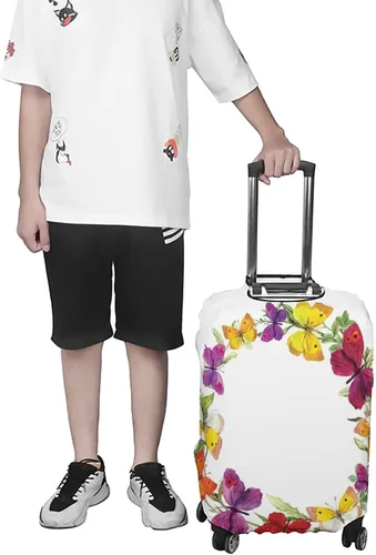 Vista 7 de Funda de equipaje de viaje, funda de maleta de viaje con mariposa, mariposa con hierbas, se adapta a equipaje de 30 a 32 pulgadas, lavable, a prueba