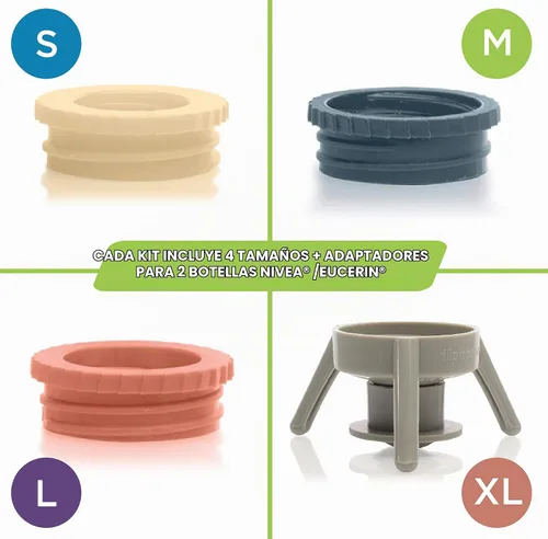 Vista 4 de Flip-It! Kit de vaciado de botellas: voltea la botella boca abajo para obtener cada gota. Adaptadores adicionales incluidos para adaptarse a