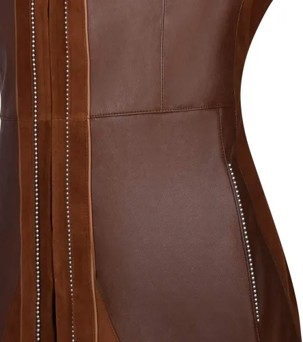 Vista 3 de Cuadra Chaleco Western Chic para mujer en piel auténtica