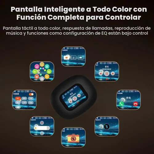 Vista 2 de Piluyaa Auriculares de oreja abierta, ultra cómodos, inalámbricos Bluetooth 5.4, auriculares sobre la oreja con pantalla táctil inteligente ganchos