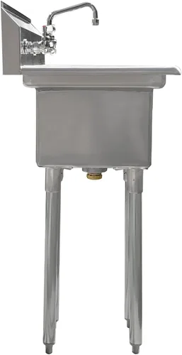 Vista 5 de AmGood Fregadero de acero inoxidable para preparación y uso general Acero inoxidable 304 NSF Restaurante, cocina, lavandería, garaje