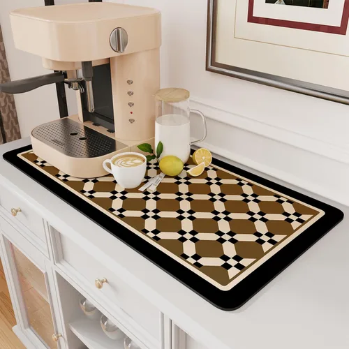Vista 21 de AMOAMI Tapete de café absorbente con parte trasera de goma para secar platos para encimera de cocina, accesorios de bar para debajo de la cafetera