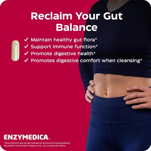Vista 3 de Enzymedica, Candidase, Enzimas para Apoyo de Limpieza Suave, Salud Intestinal, 120 Unidades Enzymes for Gentle Cleansing Support for Men & Women