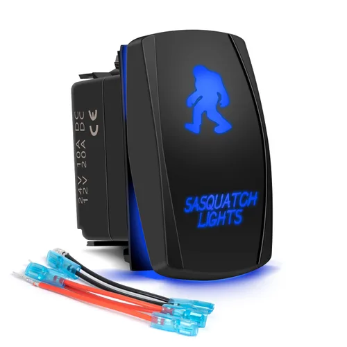 Vista 10 de Interruptor basculante de condensador de flujo impermeable de 5 pines, SPST, encendido/apagado, dos luces LED retroiluminadas azules 20A 12V