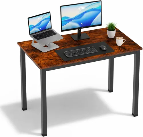 Vista 10 de Escritorio para computadora para espacio pequeño, moderno y simple, escritorio para computadora portátil, escritorio de estudio para oficina en Negro